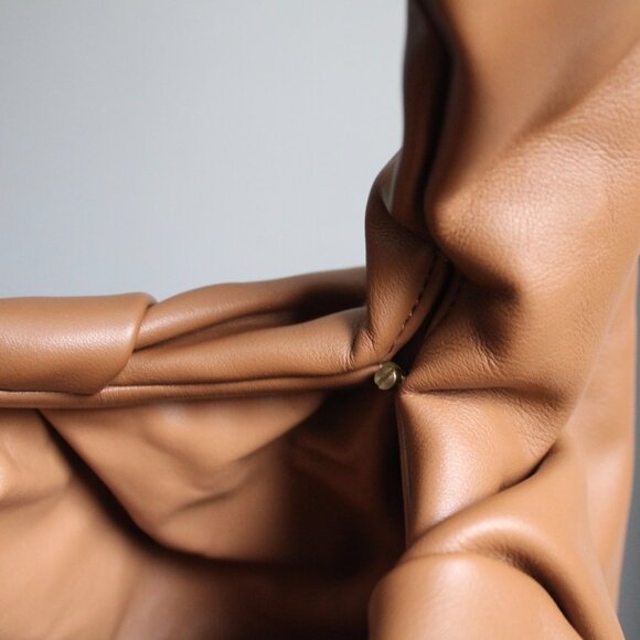 Brown Shoulder Pouch Minimalist Slouch Faux Leather Hand-Bag Purse - Picture 3 of 6